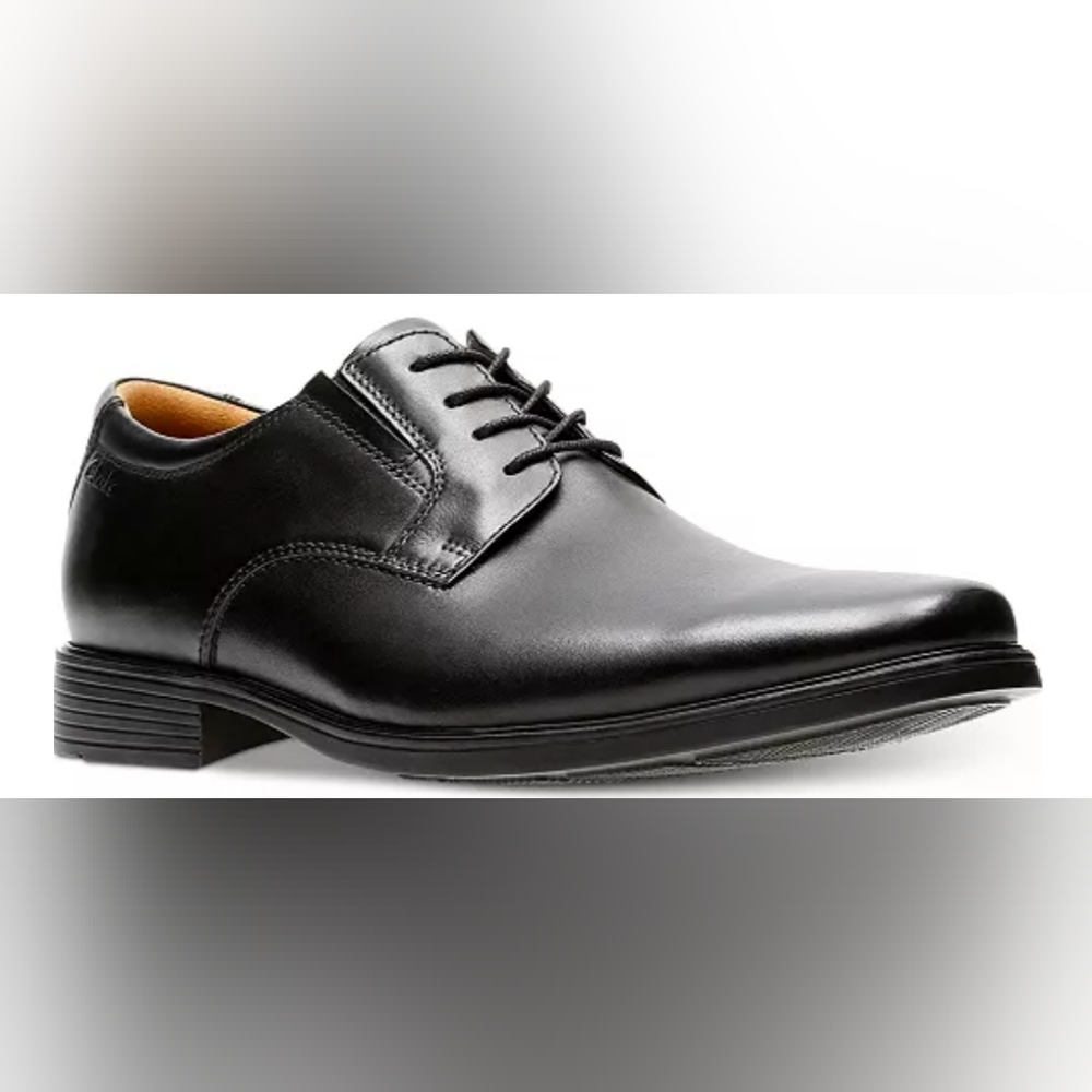Clarks Tilden Plain Oxford, Black Leather, Men's 12 W